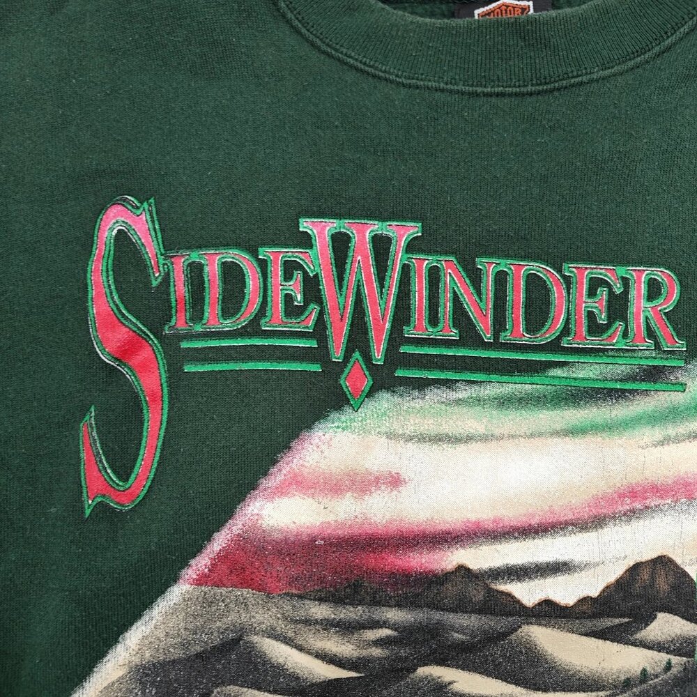 Vintage 90’s Harley Davidson Green RARE Side Winder Snake Crewneck Size Large - Picture 6 of 10